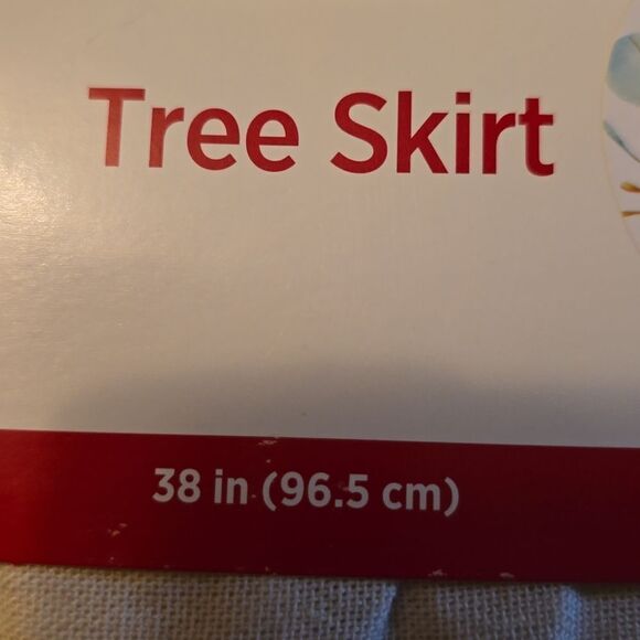 New Holiday Style 38 inch Round Beige NOEL brushed‎ letters lined tree skirt - Picture 8 of 8